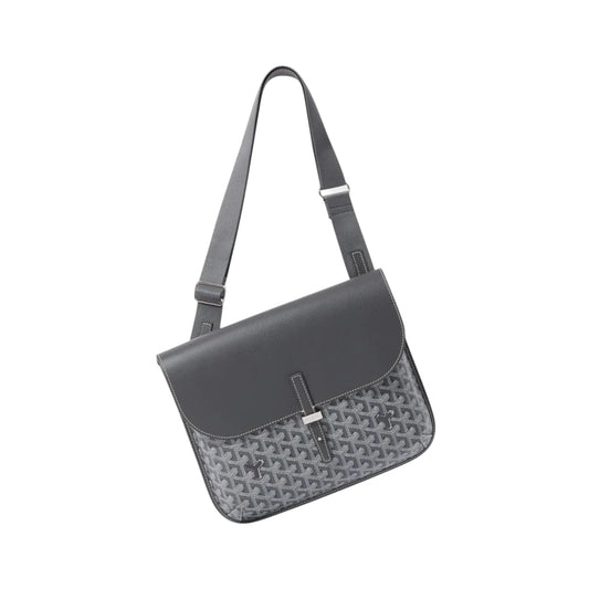 Gray men's Coursier messenger bag by Dawens Store with adjustable strap and multiple compartments for everyday use.